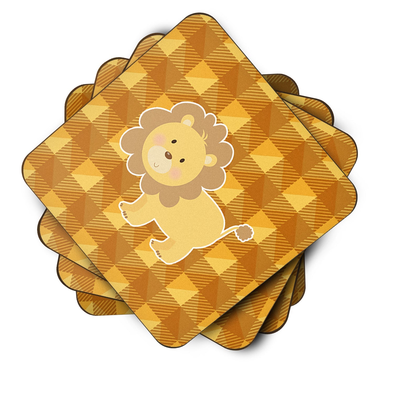 Lion Foam Coasters Set of 4 Cup Coasters for Indoor Outdoor, Tabletop Protection, Anti Slip, Mouse pad Material