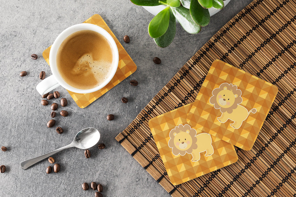 Lion Foam Coasters Set of 4 Cup Coasters for Indoor Outdoor, Tabletop Protection, Anti Slip, Mouse pad Material