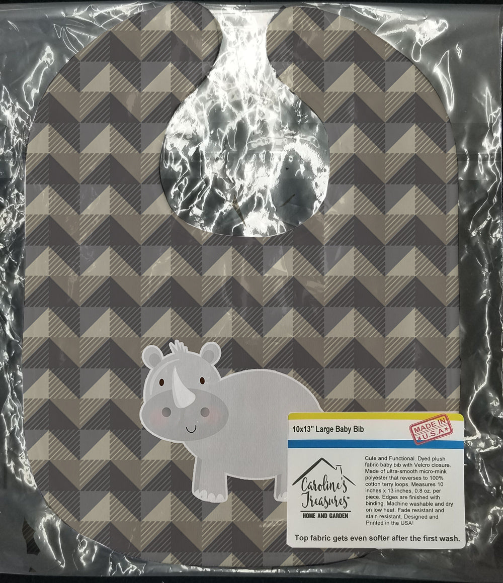 Rhinoceros Baby Bib Easy-Clean Baby Bib Baby Feeding Accessory Baby Mealtime Essential, 10 x 13, Multicolor