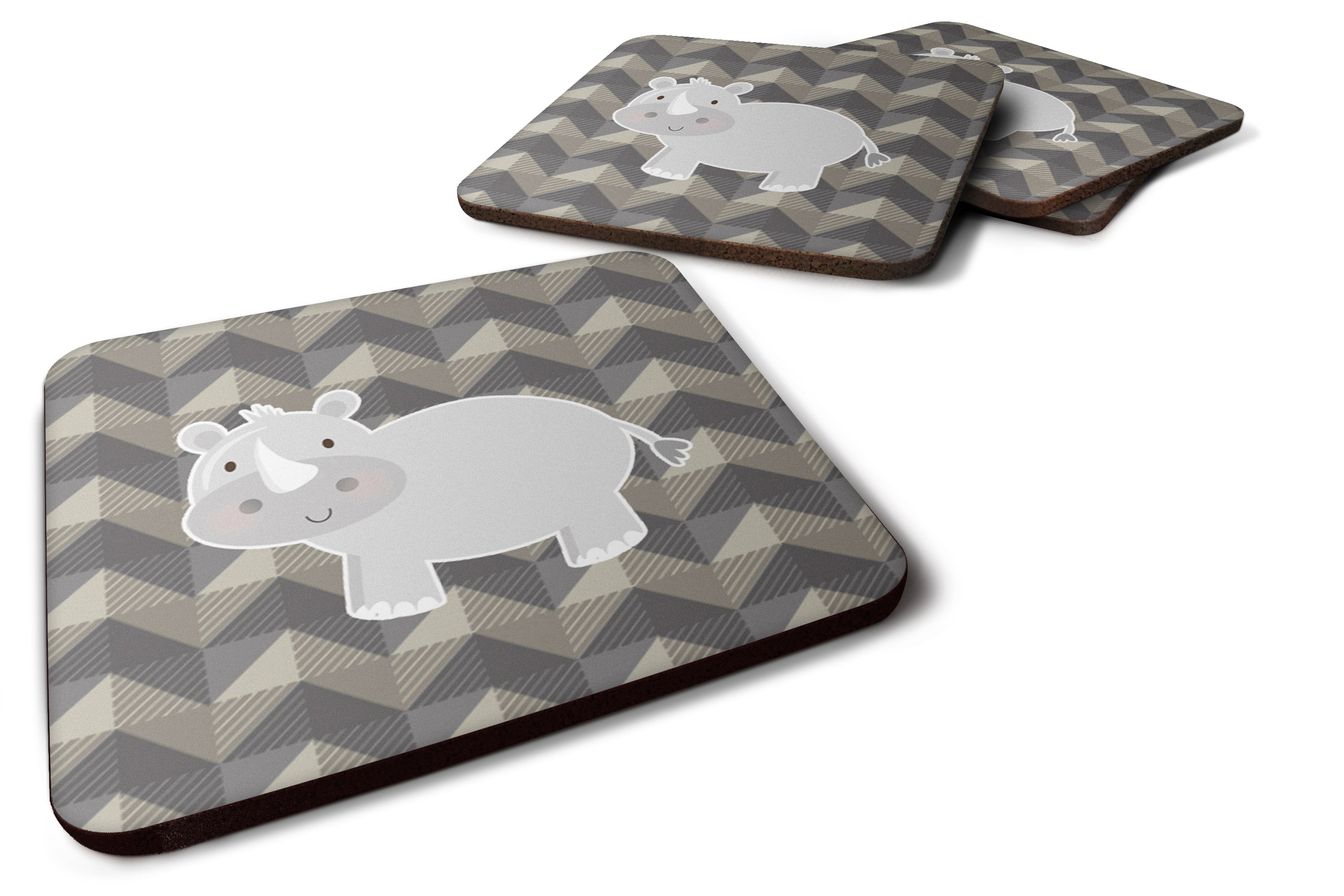 Rhinoceros Foam Coasters Set of 4 Cup Coasters for Indoor Outdoor, Tabletop Protection, Anti Slip, Mouse pad Material