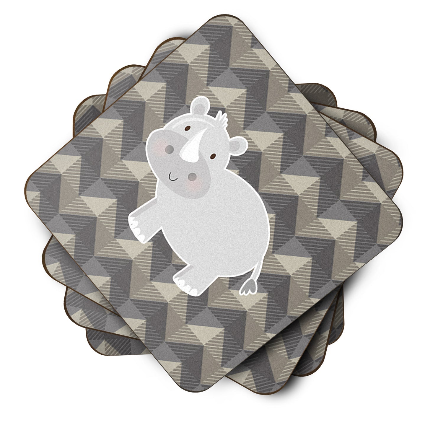 Rhinoceros Foam Coasters Set of 4 Cup Coasters for Indoor Outdoor, Tabletop Protection, Anti Slip, Mouse pad Material