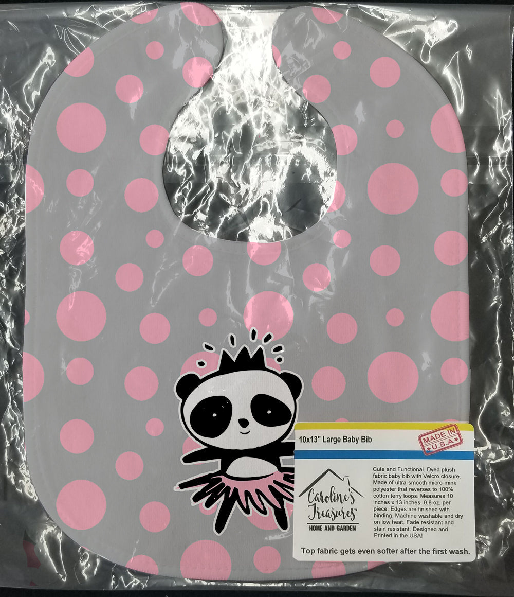 Panda Bear Ballerina Baby Bib Easy-Clean Baby Bib Baby Feeding Accessory Baby Mealtime Essential, 10 x 13, Multicolor