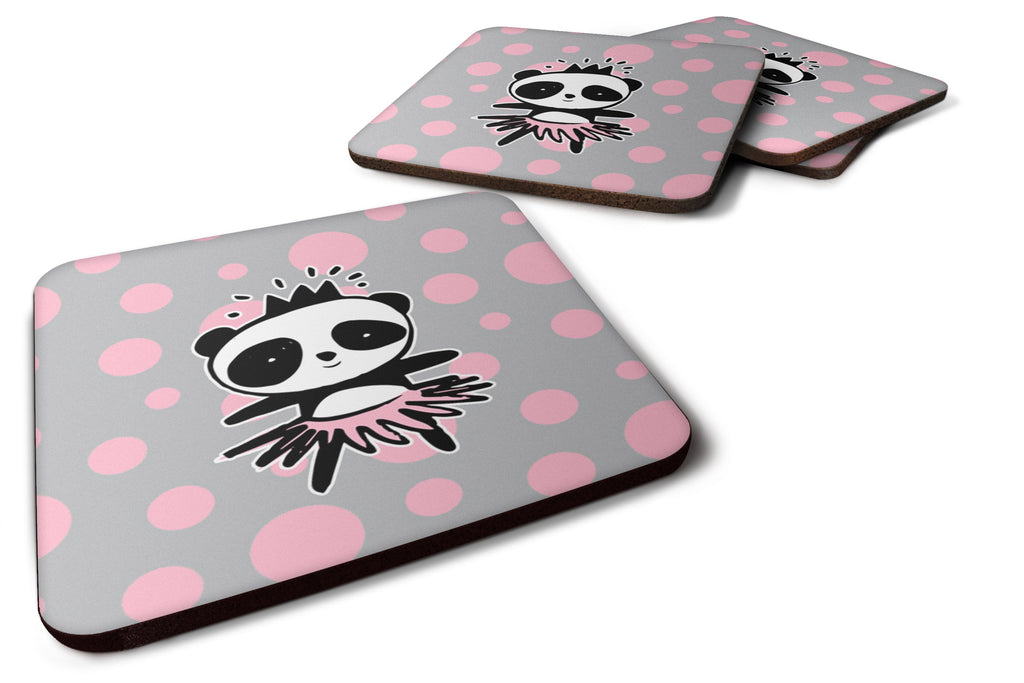Panda Bear Ballerina Foam Coasters Set of 4 Cup Coasters for Indoor Outdoor, Tabletop Protection, Anti Slip, Mouse pad Material