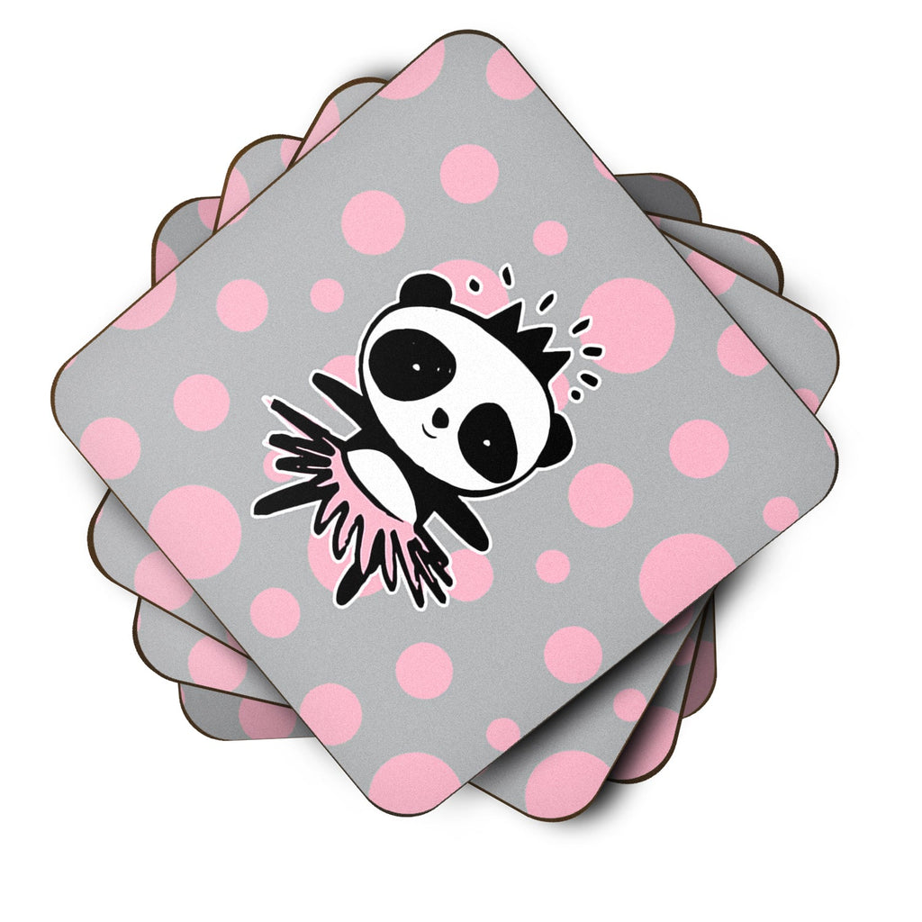 Panda Bear Ballerina Foam Coasters Set of 4 Cup Coasters for Indoor Outdoor, Tabletop Protection, Anti Slip, Mouse pad Material