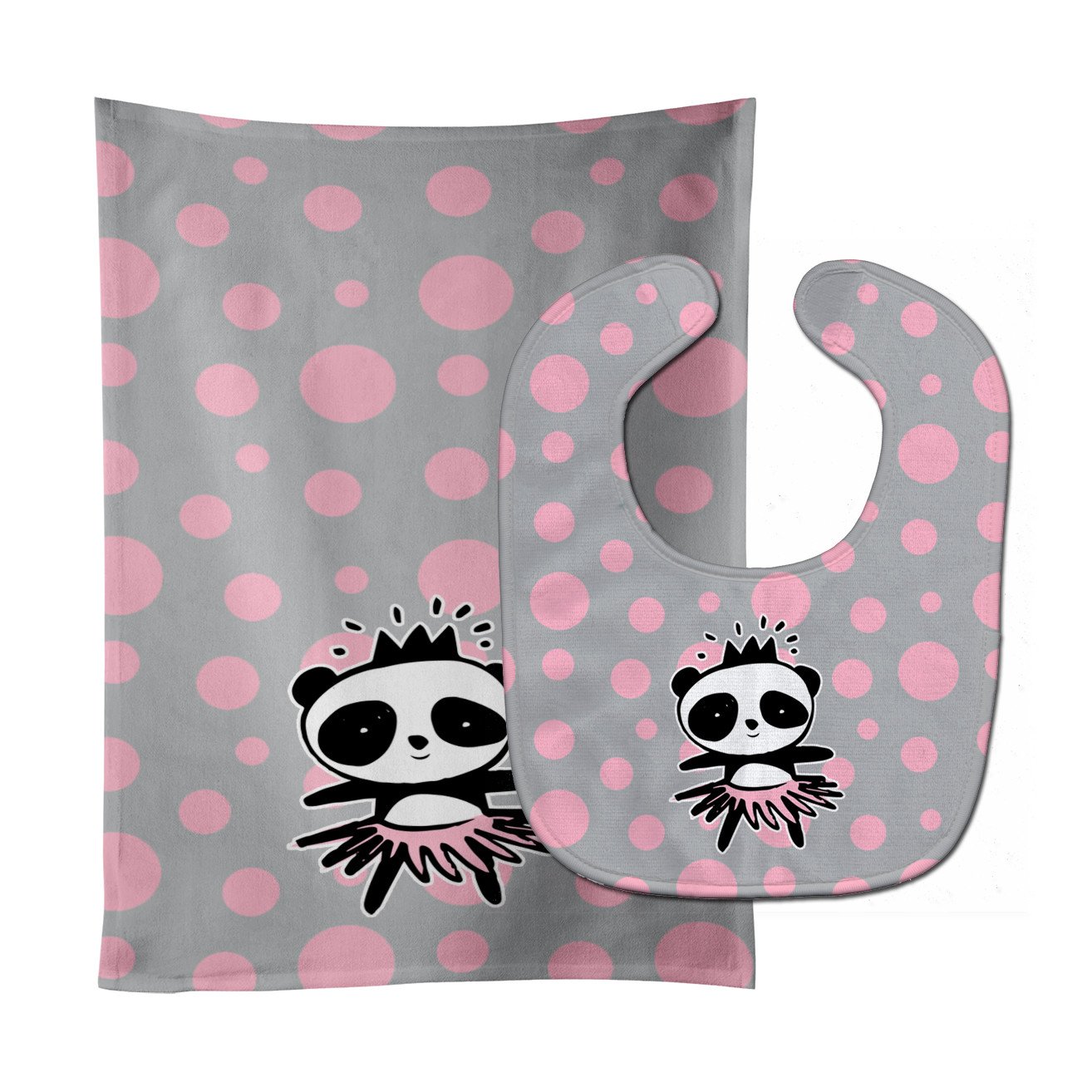 Panda Bear Ballerina Baby Bib & Burp Cloth Easy-Clean Baby Bib Baby Feeding Accessory Baby Mealtime Essential