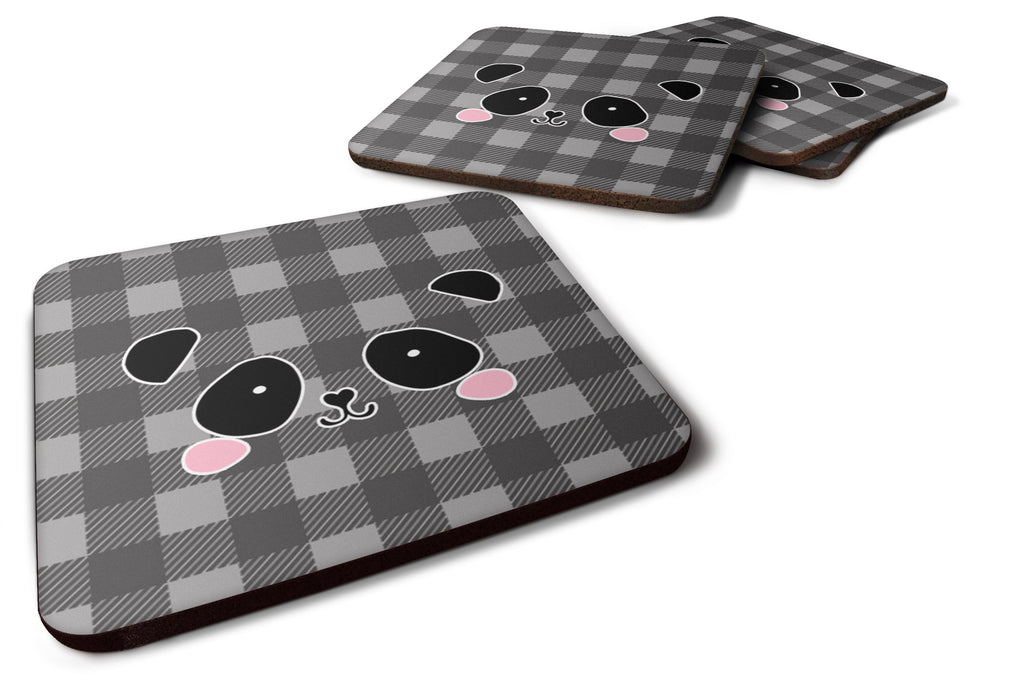 Panda Bear Face Foam Coasters Set of 4 Cup Coasters for Indoor Outdoor, Tabletop Protection, Anti Slip, Mouse pad Material