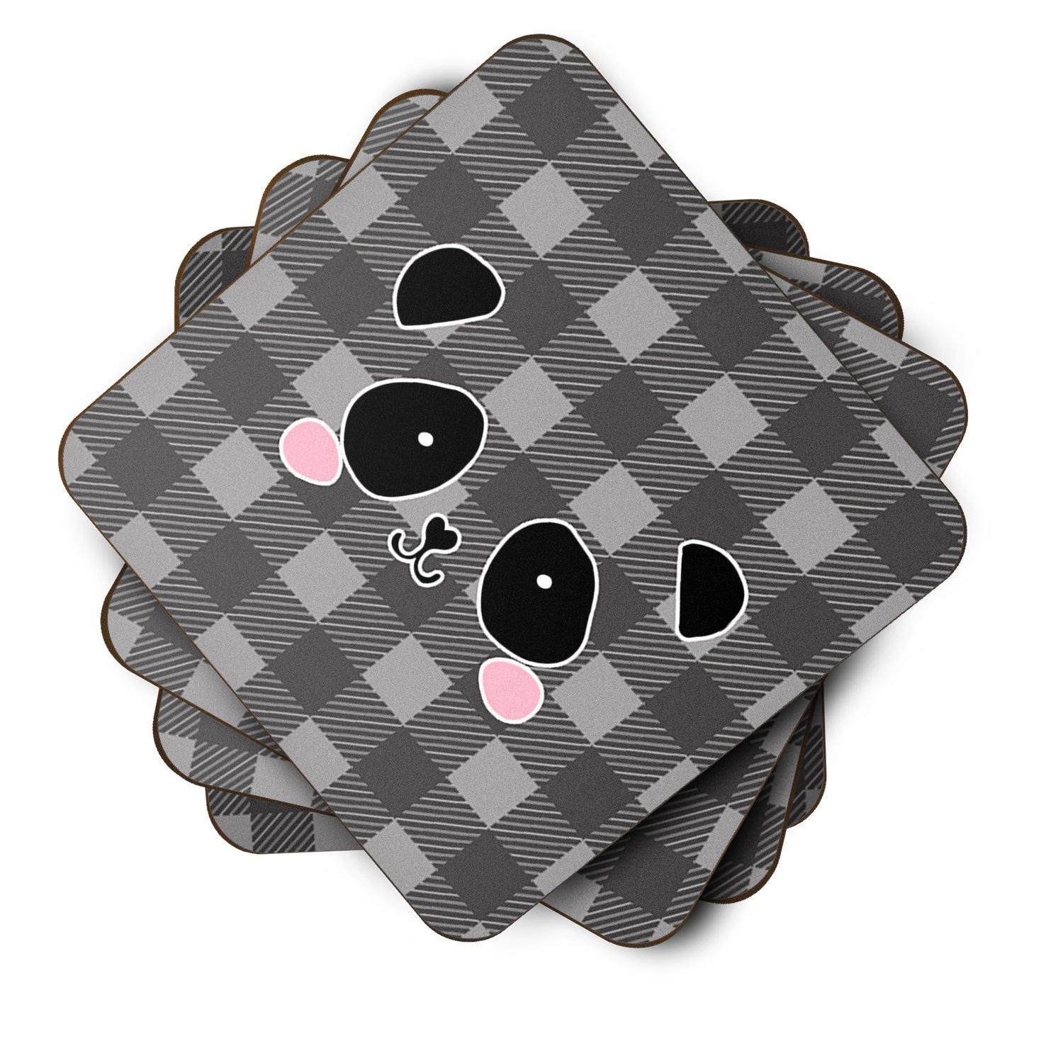 Panda Bear Face Foam Coasters Set of 4 Cup Coasters for Indoor Outdoor, Tabletop Protection, Anti Slip, Mouse pad Material