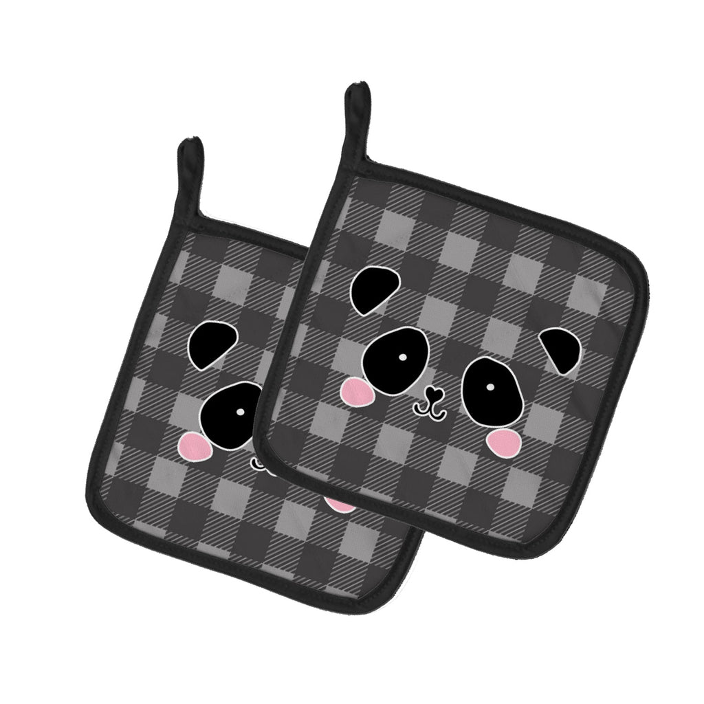 Panda Bear Face Pot Holder Set of 2 Heat Resistant Quilted Hot Pads 7.5 x 7.5 Inch, Insulated Kitchen Trivets for Cooking & Baking