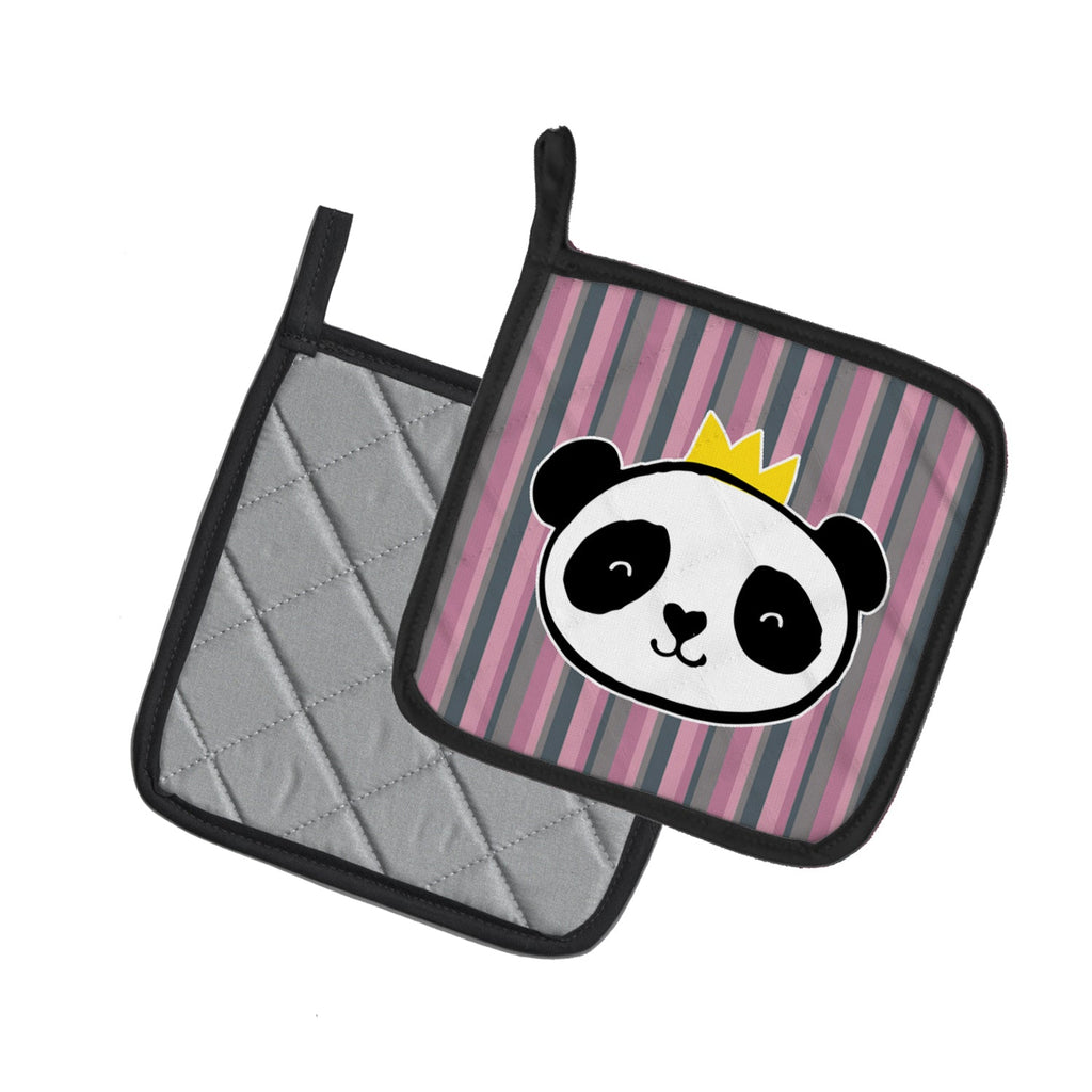 Panda Bear Queen Pot Holder Set of 2 Heat Resistant Quilted Hot Pads 7.5 x 7.5 Inch, Insulated Kitchen Trivets for Cooking & Baking