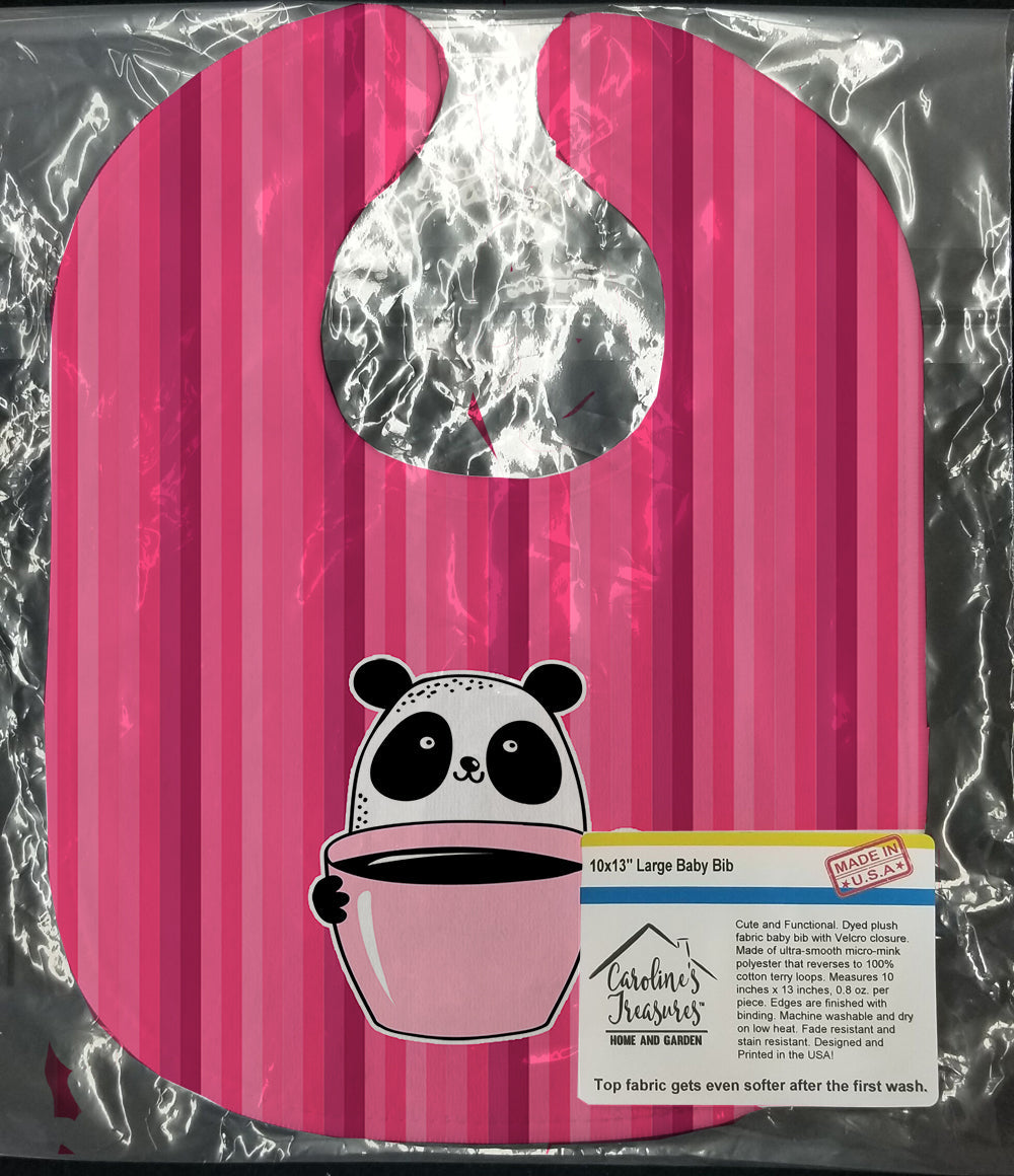 Panda Bear Coffee Baby Bib Easy-Clean Baby Bib Baby Feeding Accessory Baby Mealtime Essential, 10 x 13, Multicolor