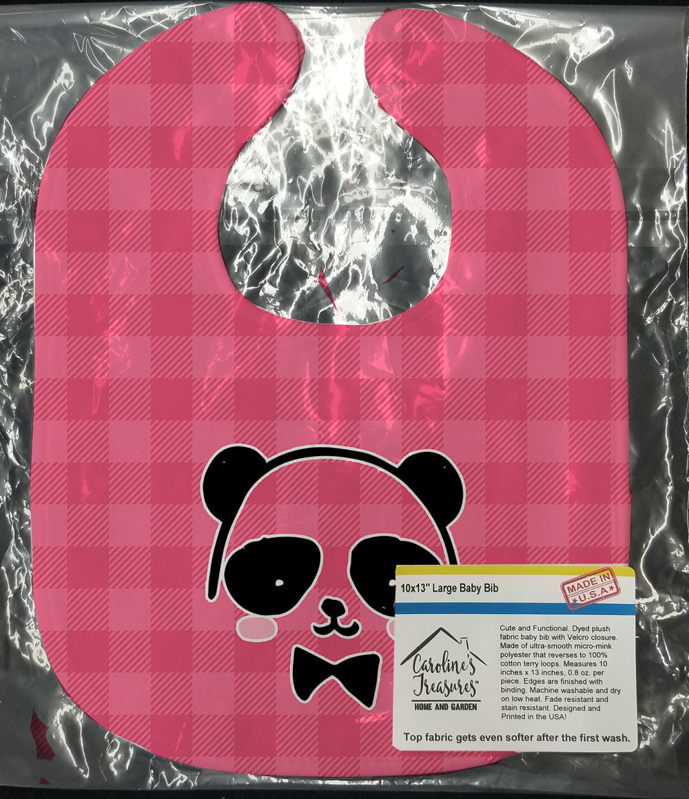 Panda Bear Pink Face Baby Bib Easy-Clean Baby Bib Baby Feeding Accessory Baby Mealtime Essential, 10 x 13, Multicolor