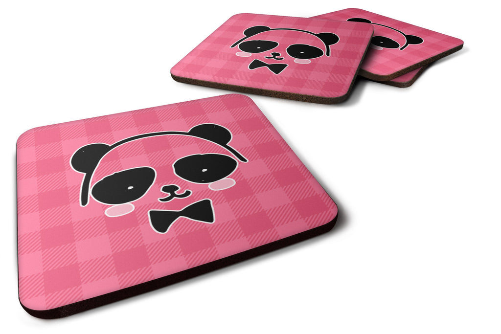 Panda Bear Pink Face Foam Coasters Set of 4 Cup Coasters for Indoor Outdoor, Tabletop Protection, Anti Slip, Mouse pad Material