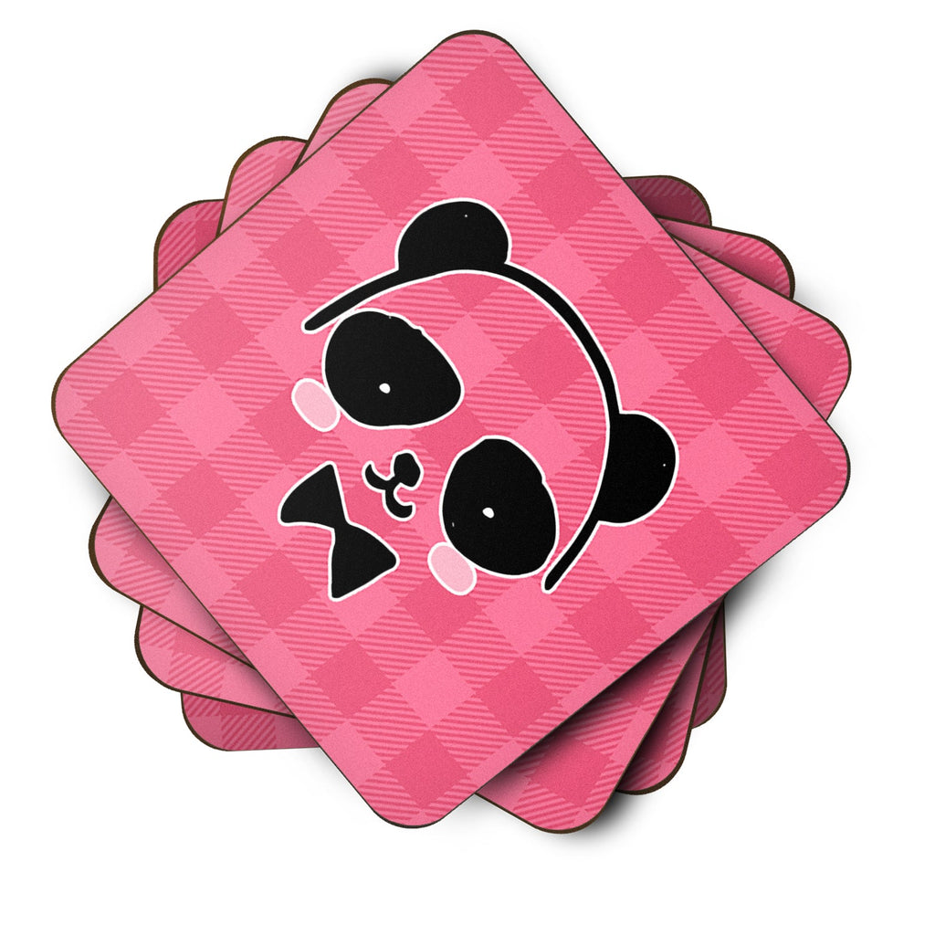 Panda Bear Pink Face Foam Coasters Set of 4 Cup Coasters for Indoor Outdoor, Tabletop Protection, Anti Slip, Mouse pad Material