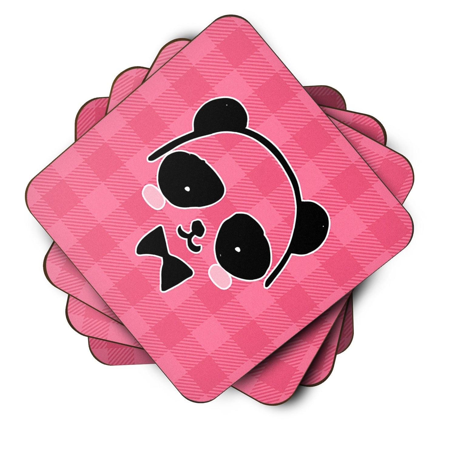 Panda Bear Pink Face Foam Coasters Set of 4 Cup Coasters for Indoor Outdoor, Tabletop Protection, Anti Slip, Mouse pad Material