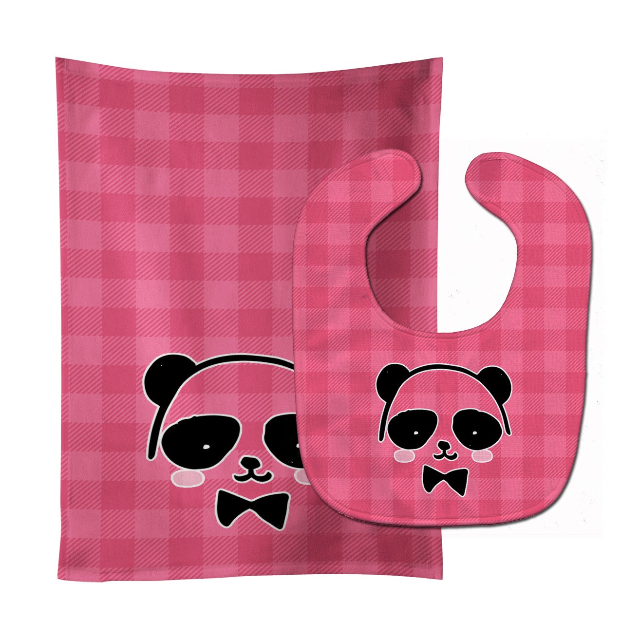 Panda Bear Pink Face Baby Bib & Burp Cloth Easy-Clean Baby Bib Baby Feeding Accessory Baby Mealtime Essential