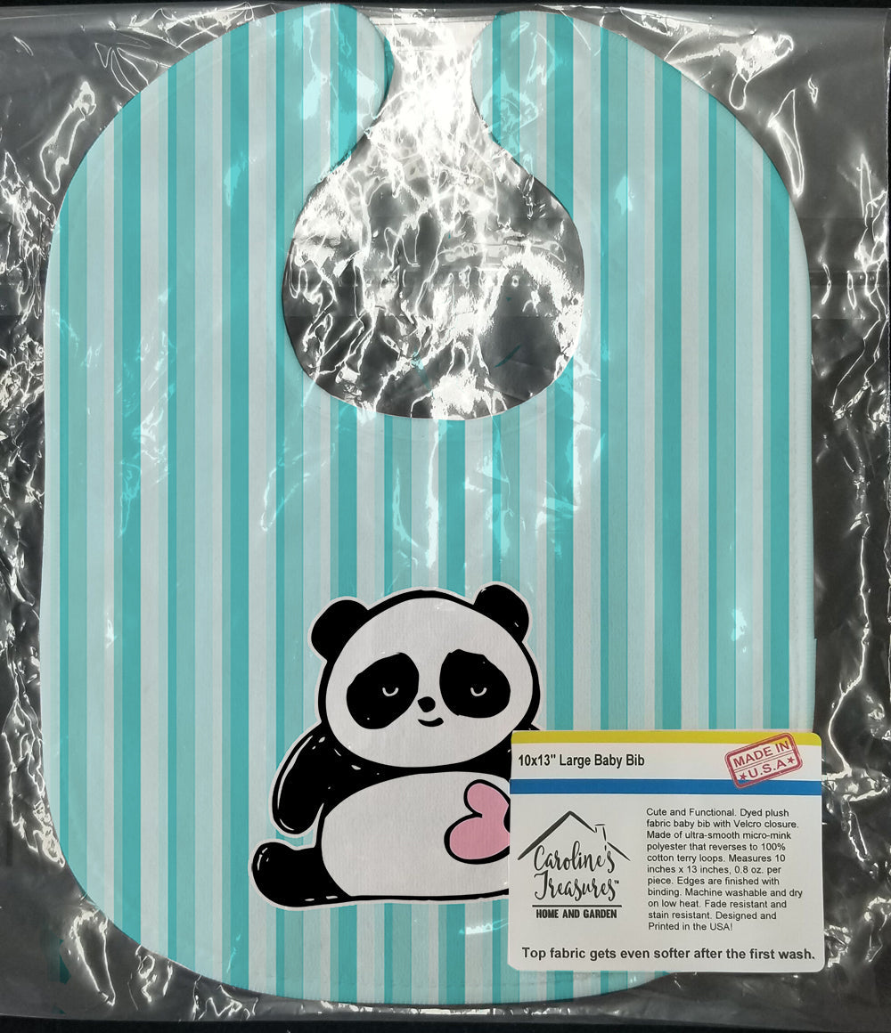 Panda Bear Love Baby Bib Easy-Clean Baby Bib Baby Feeding Accessory Baby Mealtime Essential, 10 x 13, Multicolor