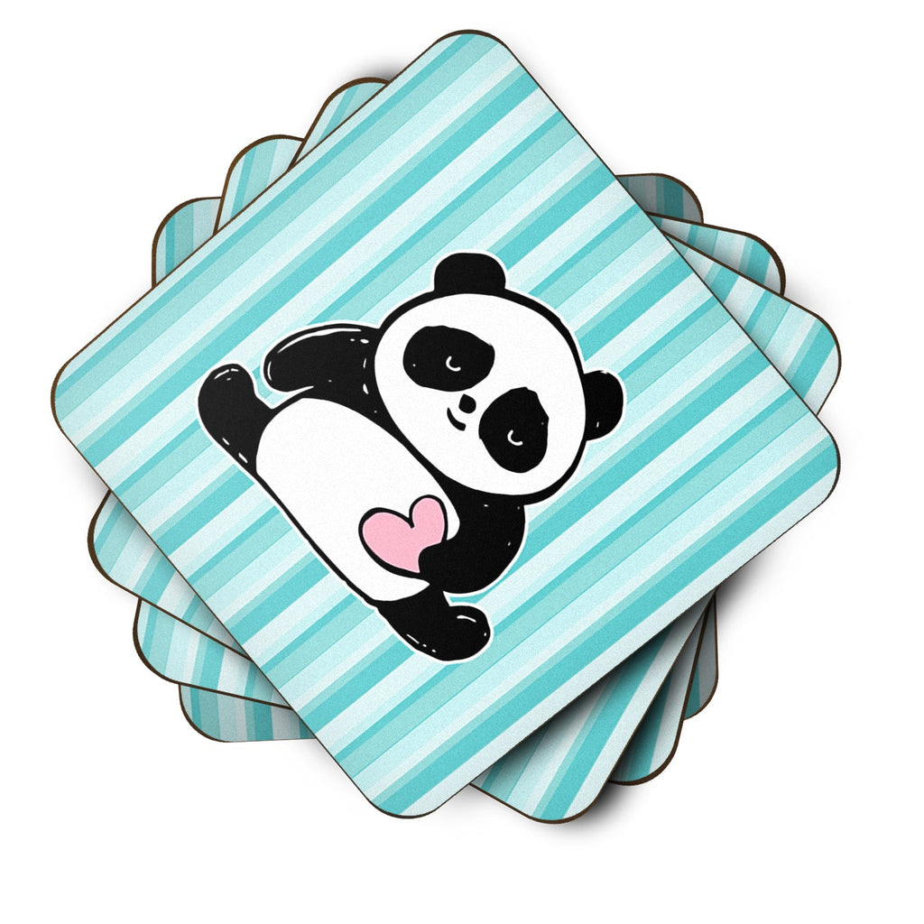 Panda Bear Love Foam Coasters Set of 4 Cup Coasters for Indoor Outdoor, Tabletop Protection, Anti Slip, Mouse pad Material