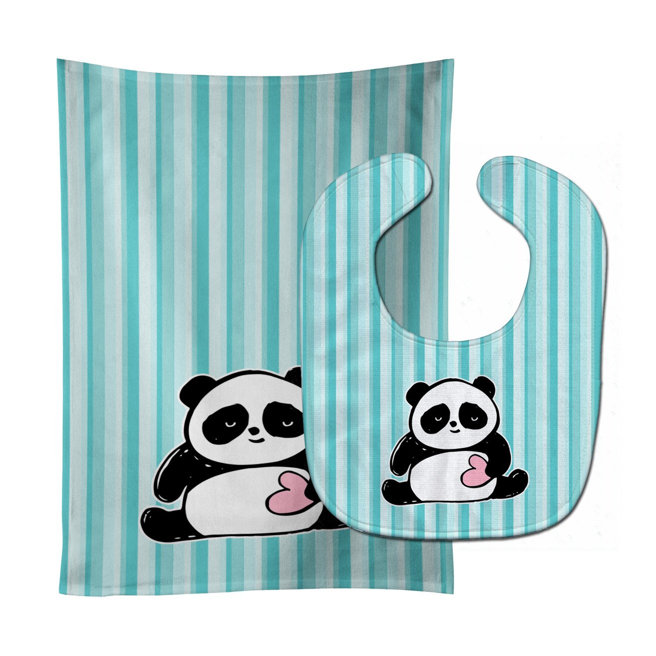 Panda Bear Love Baby Bib & Burp Cloth Easy-Clean Baby Bib Baby Feeding Accessory Baby Mealtime Essential