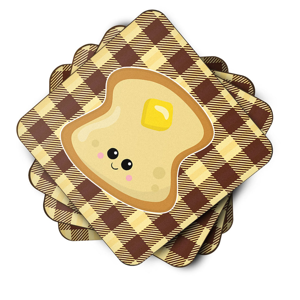 Buttered Toast Face Foam Coasters Set of 4 Cup Coasters for Indoor Outdoor, Tabletop Protection, Anti Slip, Mouse pad Material