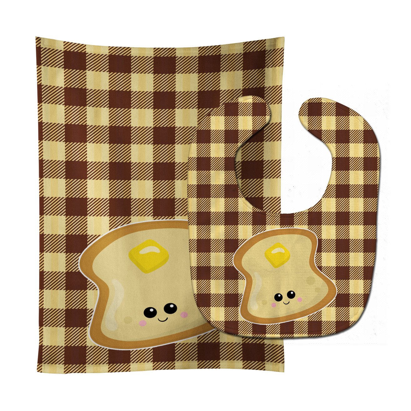 Buttered Toast Face Baby Bib & Burp Cloth Easy-Clean Baby Bib Baby Feeding Accessory Baby Mealtime Essential