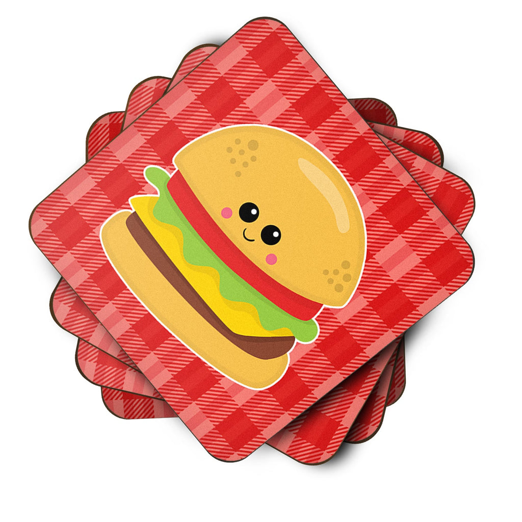 Hamburger Face Foam Coasters Set of 4 Cup Coasters for Indoor Outdoor, Tabletop Protection, Anti Slip, Mouse pad Material