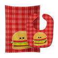 Hamburger Face Baby Bib & Burp Cloth Easy-Clean Baby Bib Baby Feeding Accessory Baby Mealtime Essential