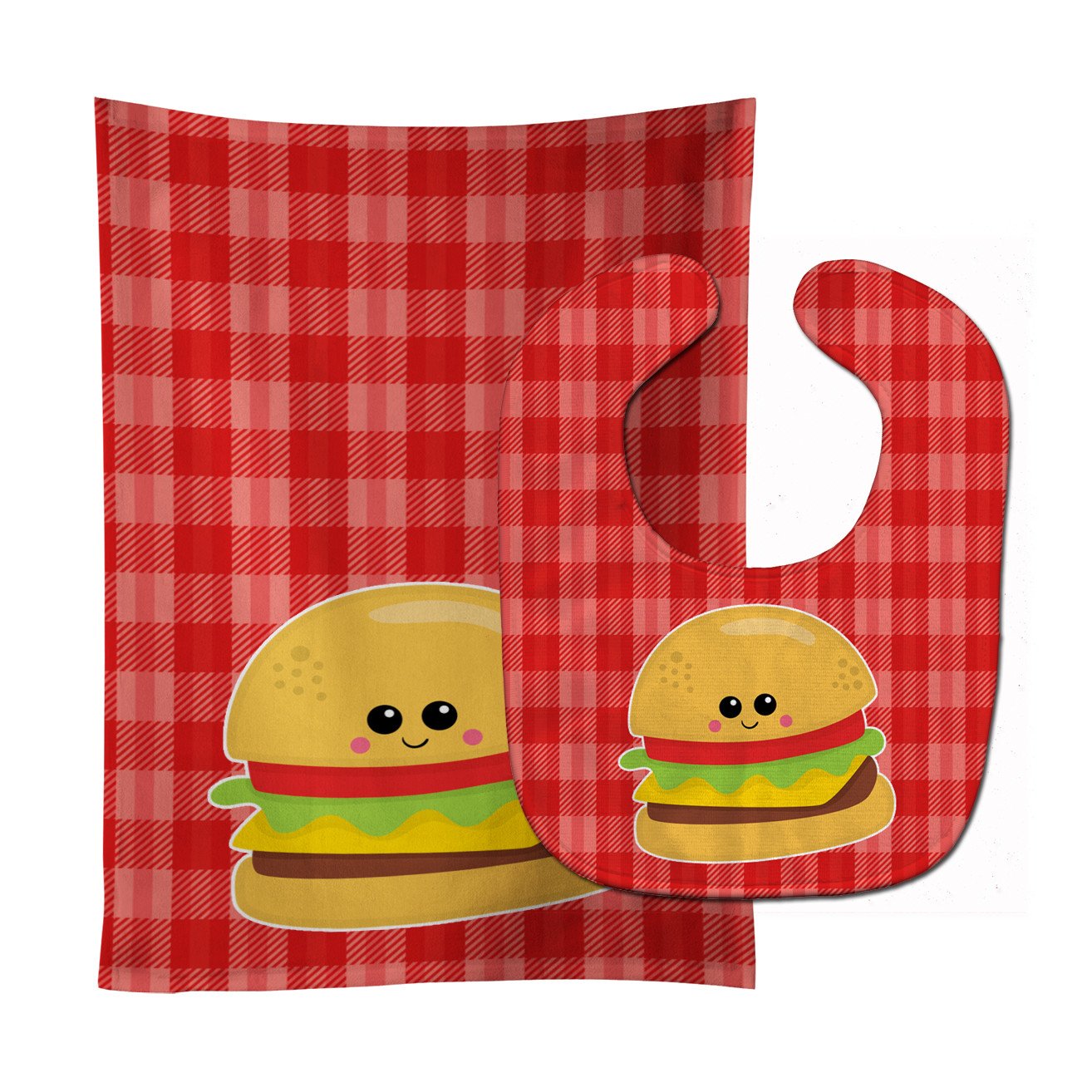 Hamburger Face Baby Bib & Burp Cloth Easy-Clean Baby Bib Baby Feeding Accessory Baby Mealtime Essential