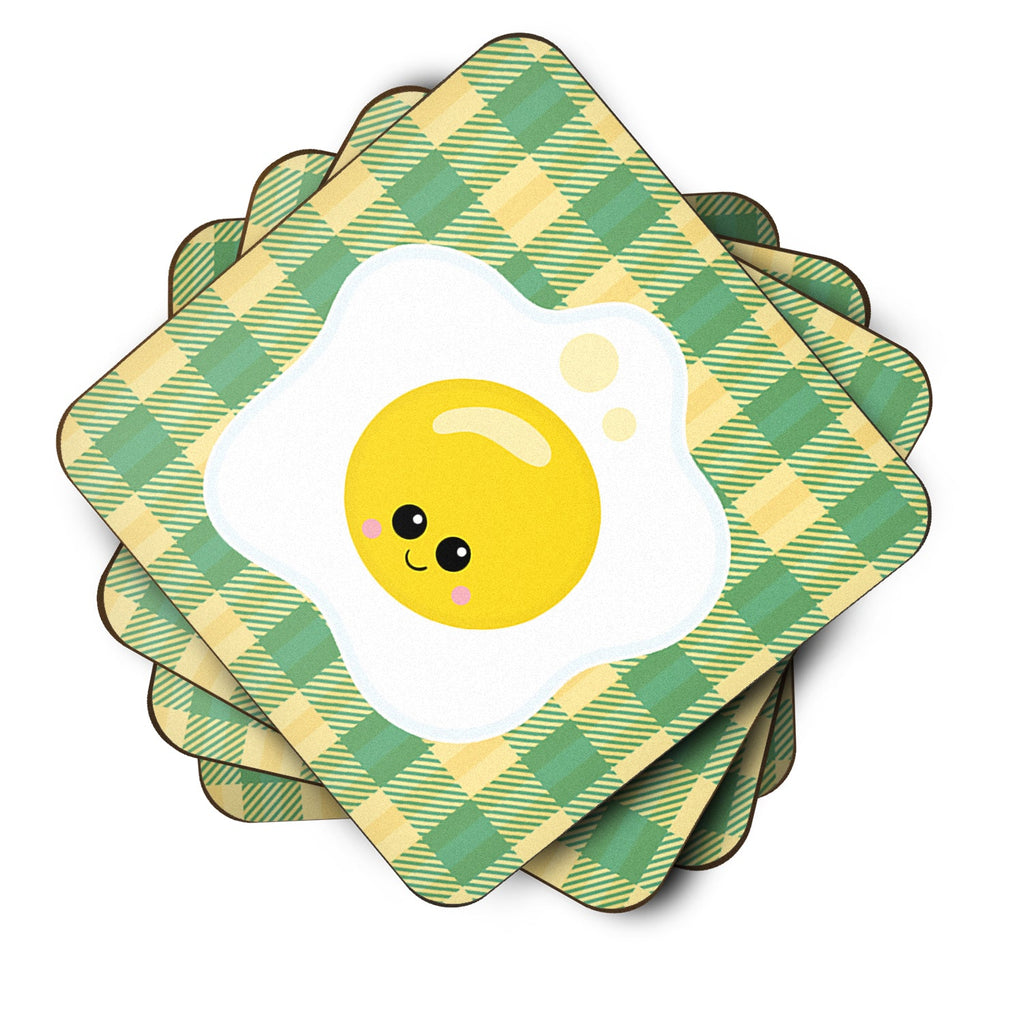 Fried Egg Face Foam Coasters Set of 4 Cup Coasters for Indoor Outdoor, Tabletop Protection, Anti Slip, Mouse pad Material