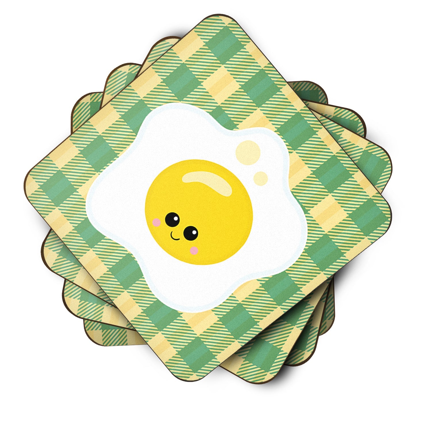 Fried Egg Face Foam Coasters Set of 4 Cup Coasters for Indoor Outdoor, Tabletop Protection, Anti Slip, Mouse pad Material