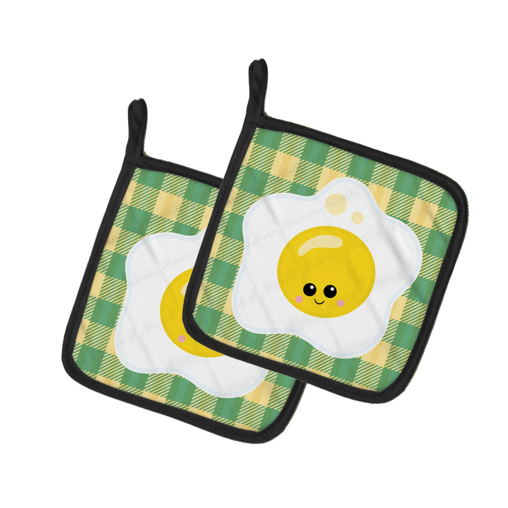 Fried Egg Face Pot Holder Set of 2 Heat Resistant Quilted Hot Pads 7.5 x 7.5 Inch, Insulated Kitchen Trivets for Cooking & Baking