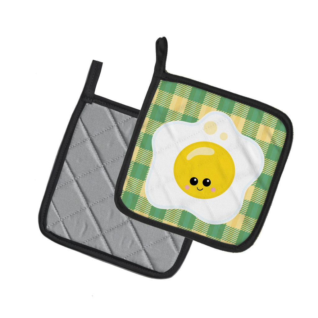 Fried Egg Face Pot Holder Set of 2 Heat Resistant Quilted Hot Pads 7.5 x 7.5 Inch, Insulated Kitchen Trivets for Cooking & Baking
