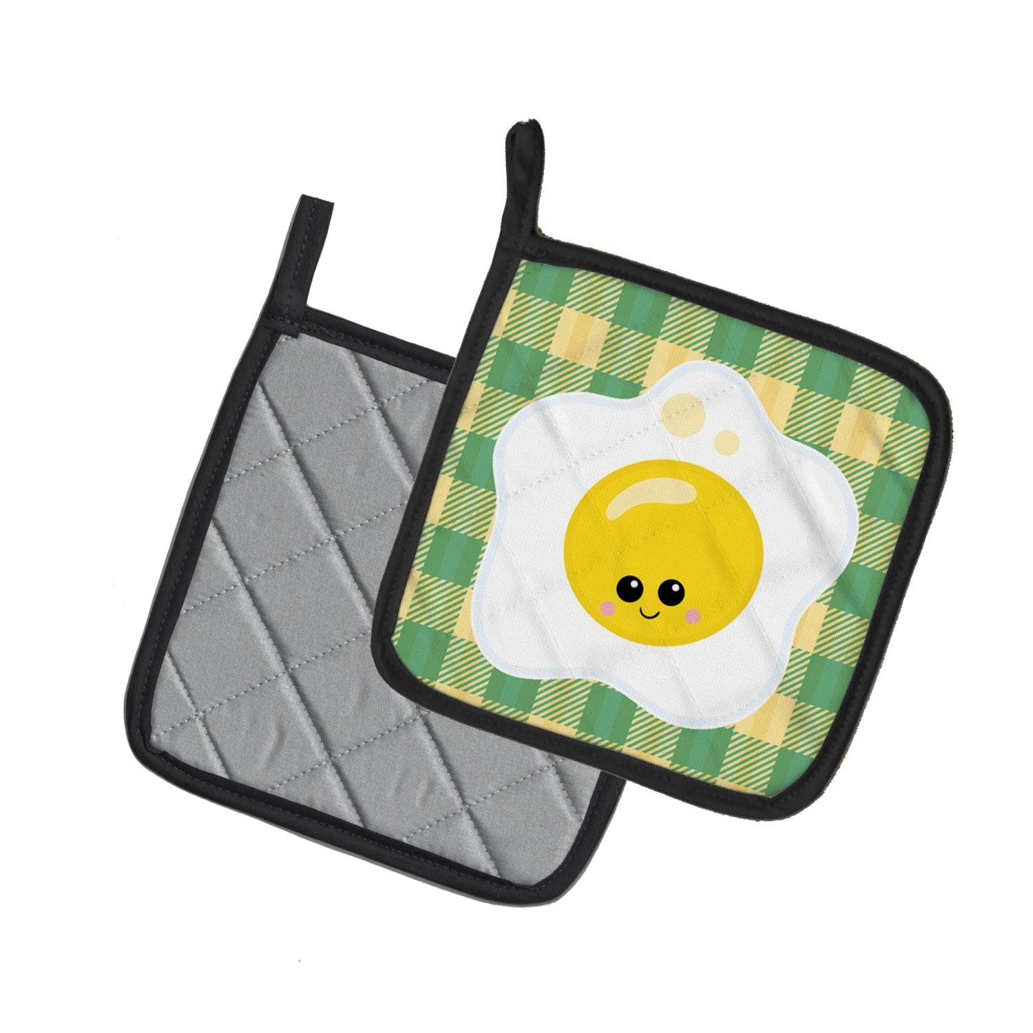 Fried Egg Face Pot Holder Set of 2 Heat Resistant Quilted Hot Pads 7.5 x 7.5 Inch, Insulated Kitchen Trivets for Cooking & Baking
