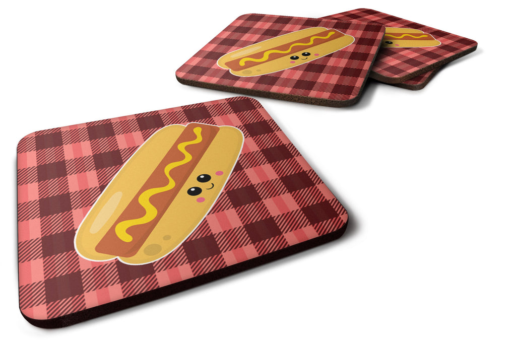 Hot Dog Face Foam Coasters Set of 4 Cup Coasters for Indoor Outdoor, Tabletop Protection, Anti Slip, Mouse pad Material