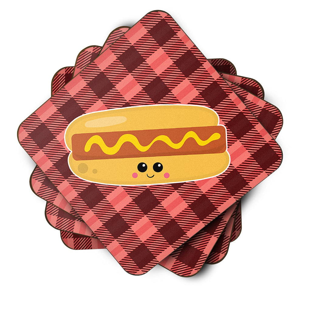 Hot Dog Face Foam Coasters Set of 4 Cup Coasters for Indoor Outdoor, Tabletop Protection, Anti Slip, Mouse pad Material