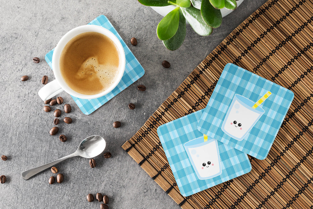 Milk Face Foam Coasters Set of 4 Cup Coasters for Indoor Outdoor, Tabletop Protection, Anti Slip, Mouse pad Material