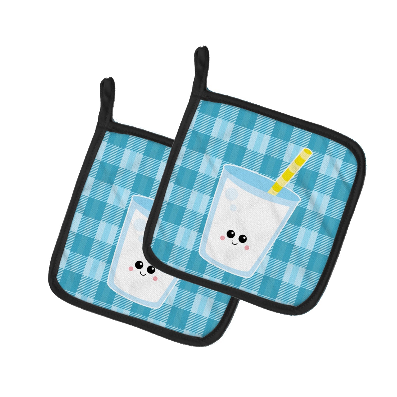 Milk Face Pot Holder Set of 2 Heat Resistant Quilted Hot Pads 7.5 x 7.5 Inch, Insulated Kitchen Trivets for Cooking & Baking