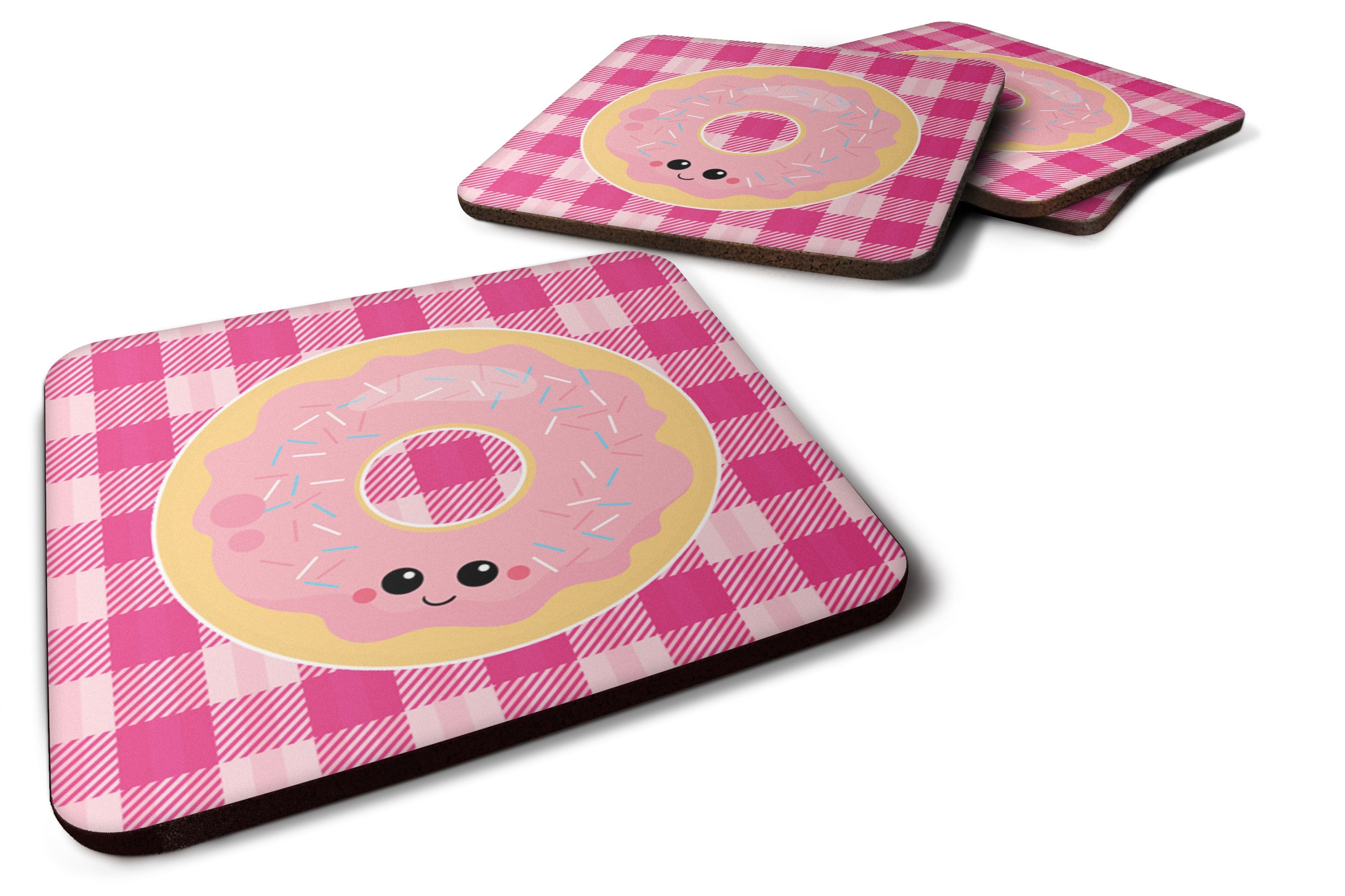 Donut Face Foam Coasters Set of 4 Cup Coasters for Indoor Outdoor, Tabletop Protection, Anti Slip, Mouse pad Material