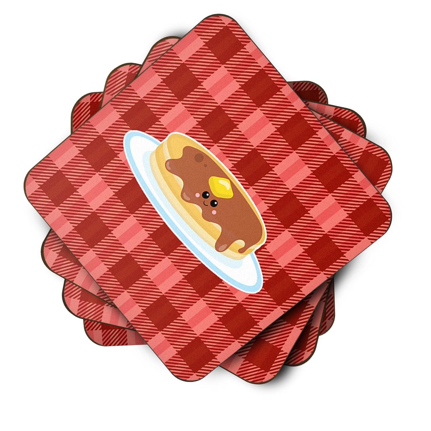 Pancake Face Foam Coasters Set of 4 Cup Coasters for Indoor Outdoor, Tabletop Protection, Anti Slip, Mouse pad Material