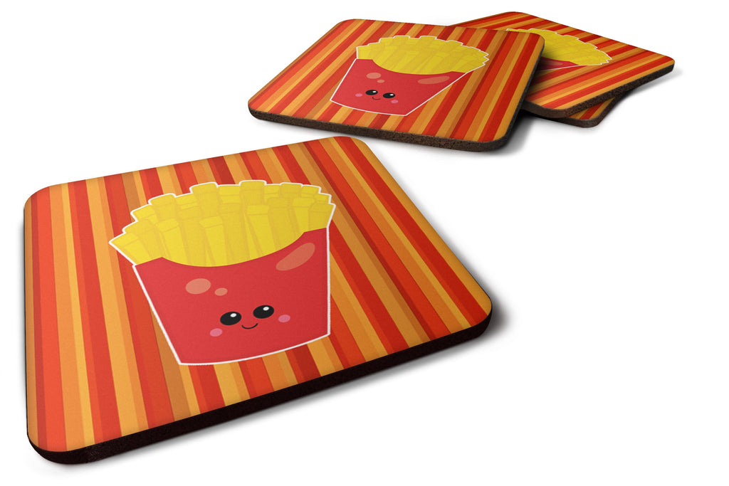 French Fries Face Foam Coasters Set of 4 Cup Coasters for Indoor Outdoor, Tabletop Protection, Anti Slip, Mouse pad Material