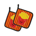 French Fries Face Pot Holder Set of 2 Heat Resistant Quilted Hot Pads 7.5 x 7.5 Inch, Insulated Kitchen Trivets for Cooking & Baking