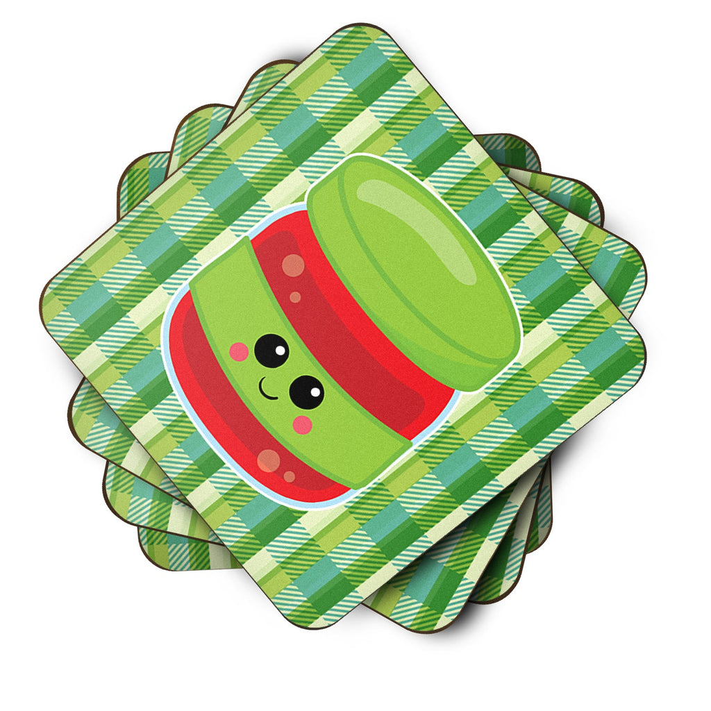 Jelly Jar Face Foam Coasters Set of 4 Cup Coasters for Indoor Outdoor, Tabletop Protection, Anti Slip, Mouse pad Material