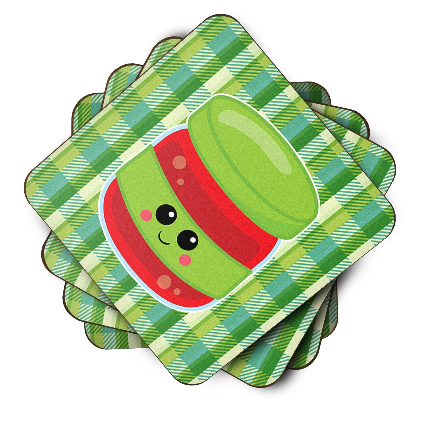 Jelly Jar Face Foam Coasters Set of 4 Cup Coasters for Indoor Outdoor, Tabletop Protection, Anti Slip, Mouse pad Material