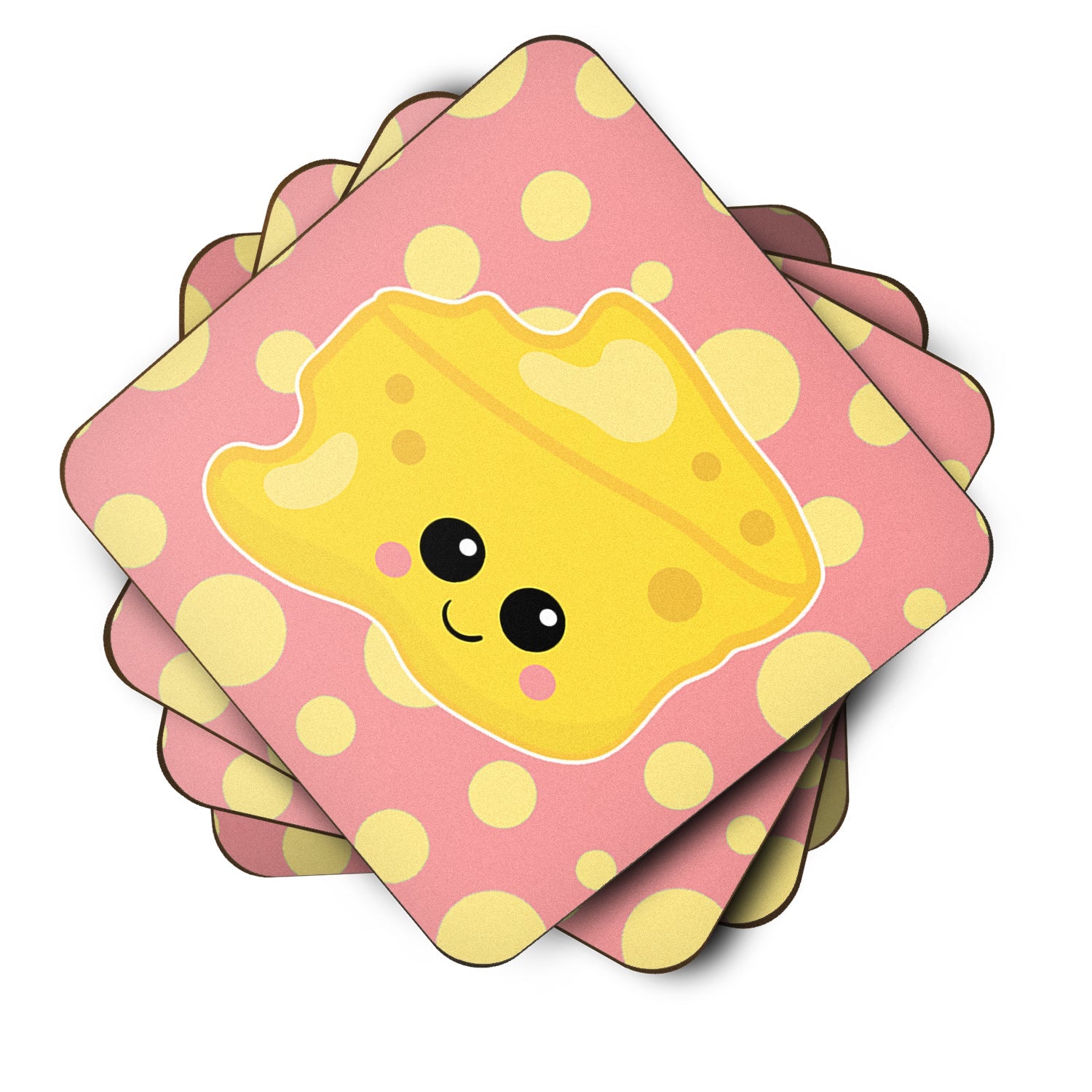Cheese Head  Face Foam Coasters Set of 4 Cup Coasters for Indoor Outdoor, Tabletop Protection, Anti Slip, Mouse pad Material