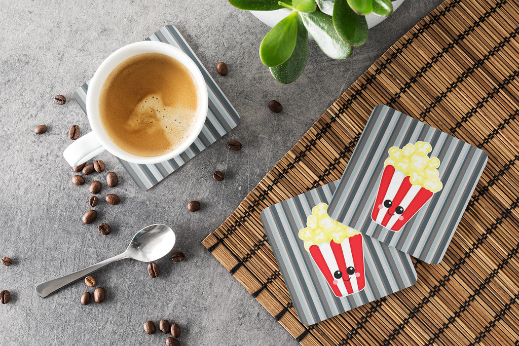 Popcorn Face Foam Coasters Set of 4 Cup Coasters for Indoor Outdoor, Tabletop Protection, Anti Slip, Mouse pad Material