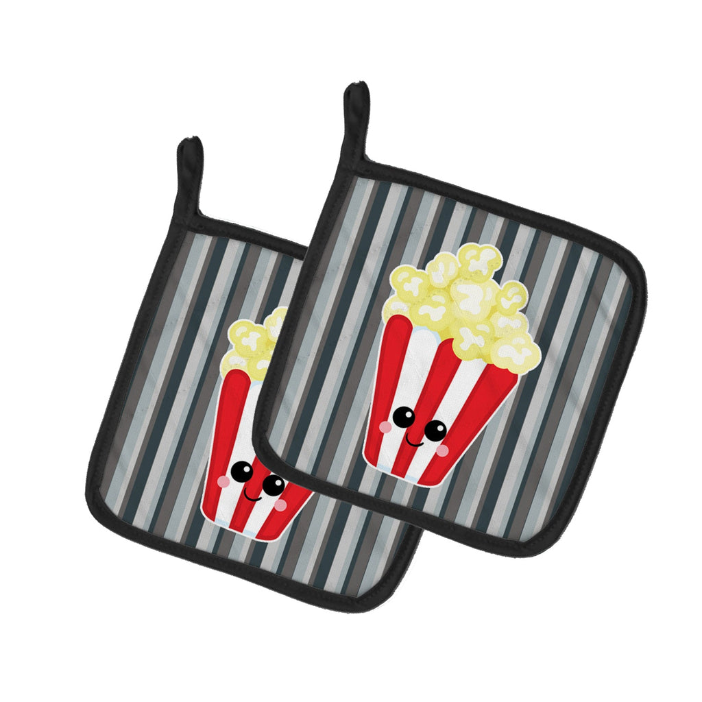 Popcorn Face Pot Holder Set of 2 Heat Resistant Quilted Hot Pads 7.5 x 7.5 Inch, Insulated Kitchen Trivets for Cooking & Baking