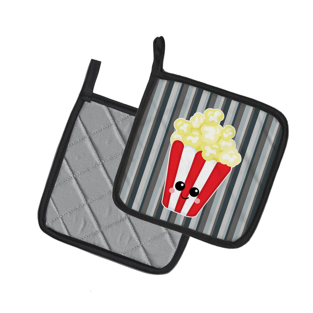Popcorn Face Pot Holder Set of 2 Heat Resistant Quilted Hot Pads 7.5 x 7.5 Inch, Insulated Kitchen Trivets for Cooking & Baking