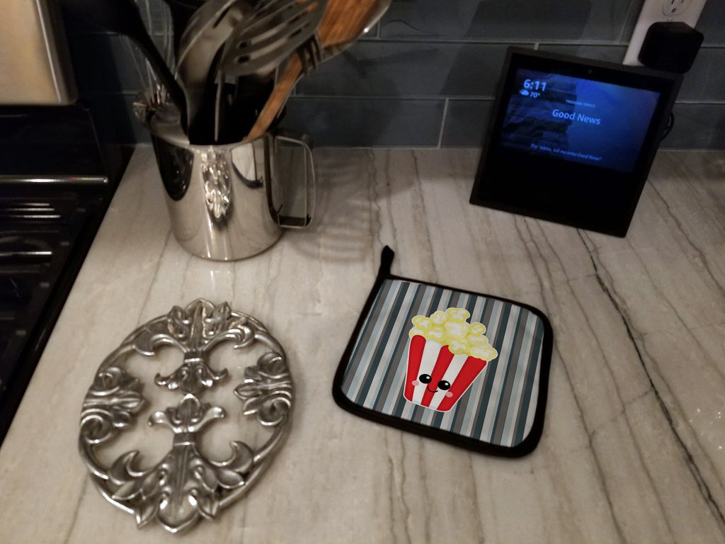 Popcorn Face Pot Holder Set of 2 Heat Resistant Quilted Hot Pads 7.5 x 7.5 Inch, Insulated Kitchen Trivets for Cooking & Baking