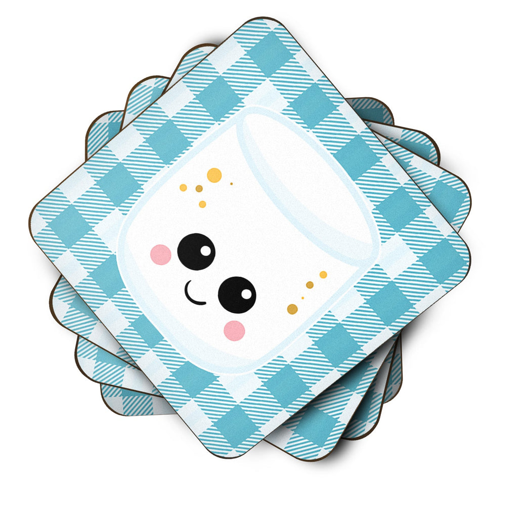 Marshmellow Face Foam Coasters Set of 4 Cup Coasters for Indoor Outdoor, Tabletop Protection, Anti Slip, Mouse pad Material