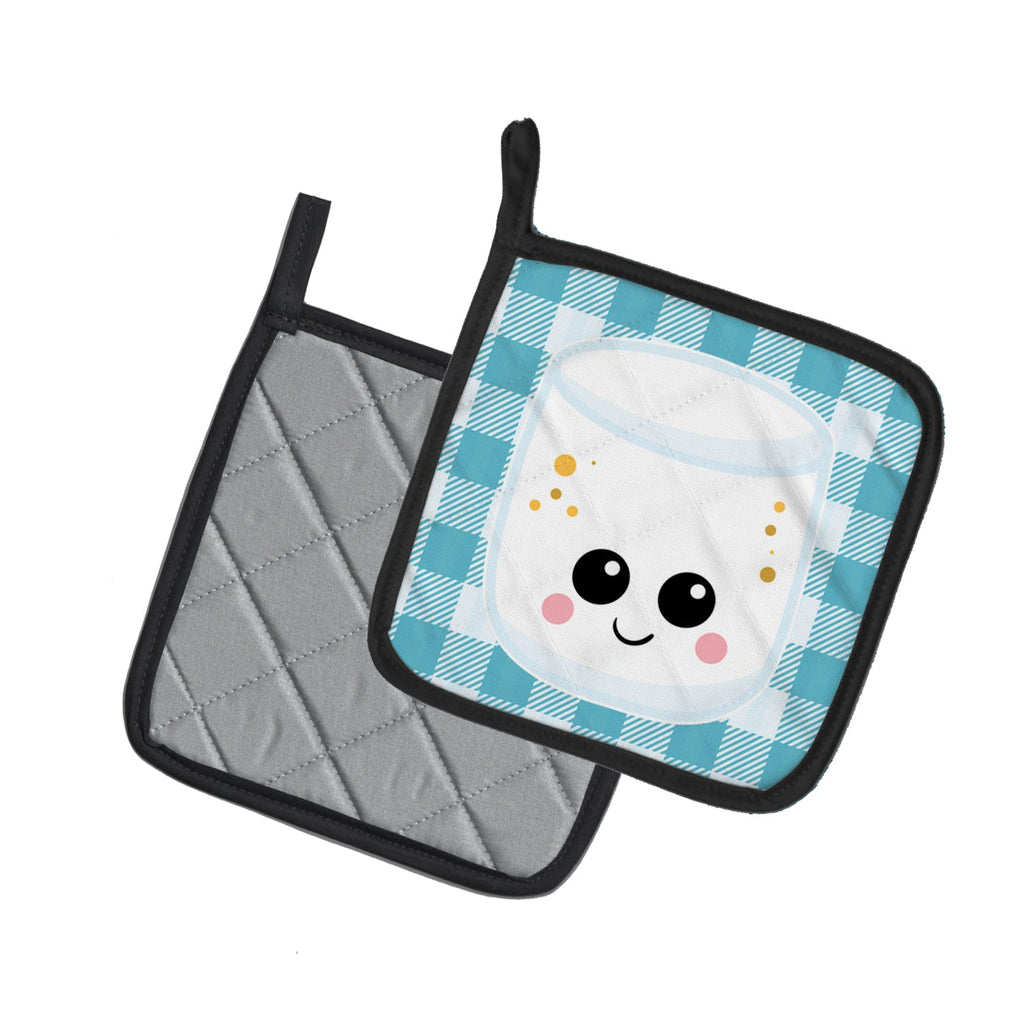 Marshmellow Face Pot Holder Set of 2 Heat Resistant Quilted Hot Pads 7.5 x 7.5 Inch, Insulated Kitchen Trivets for Cooking & Baking
