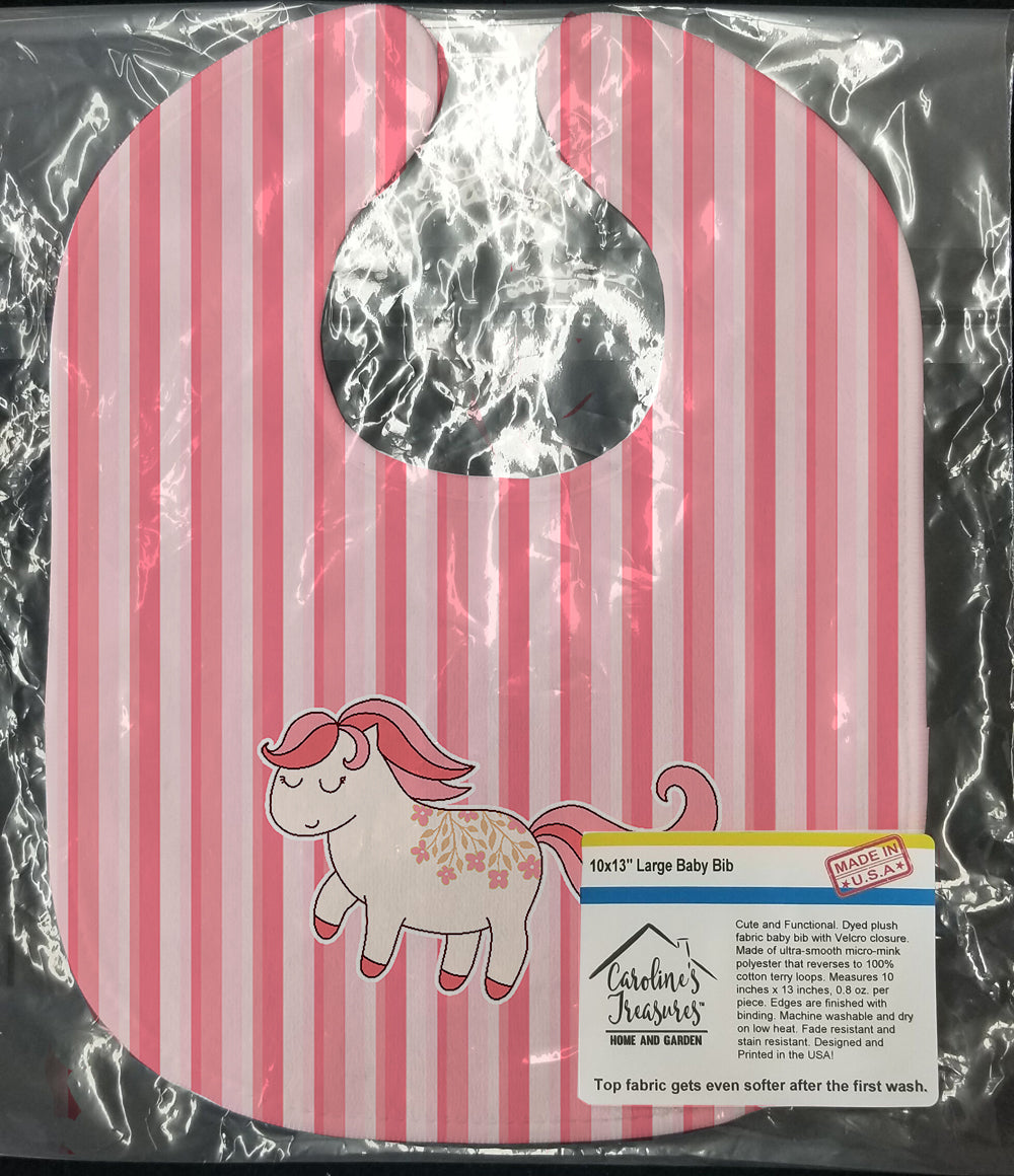 Little Pink Pony Baby Bib Easy-Clean Baby Bib Baby Feeding Accessory Baby Mealtime Essential, 10 x 13, Multicolor